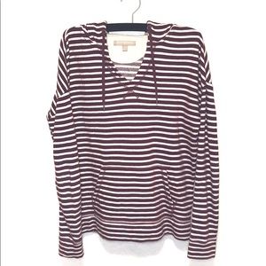 Banana Republic Striped Hoodie Maroon/White XS